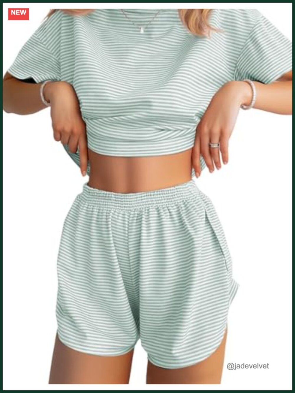 Striped Pajama Shorts Set - Two Piece Lounge Set Sleepwear
